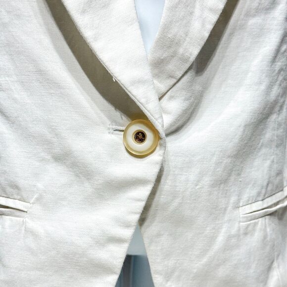 Cartonnier Anthropologie Linen Blend Blazer Jacket Women’s 10 Medium Boho White - Picture 4 of 12